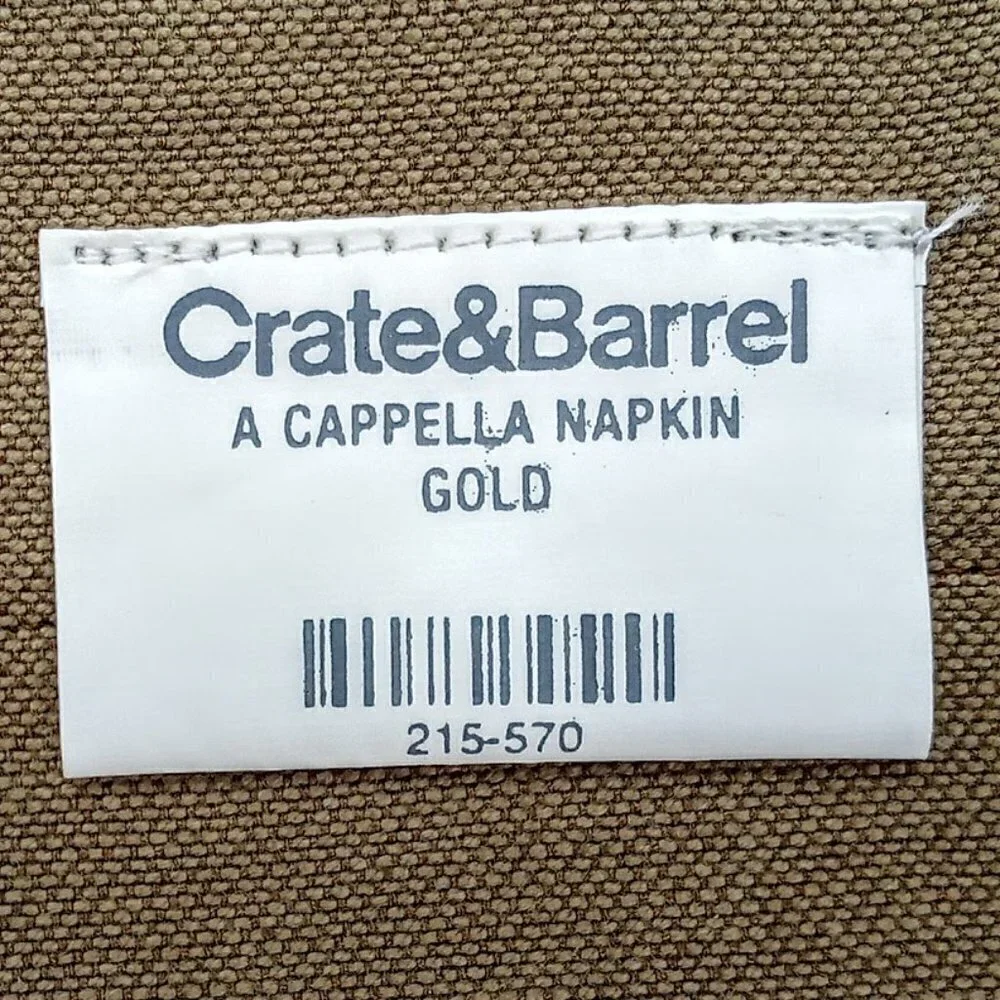 Crate & Barrel A Cappella Gold Square Metallic Border Cotton Blend Napkins (4)